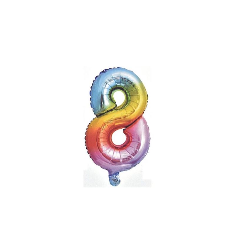 GENERICO - Globo Metalizado Numero "8" Multicolor 16 pulgadas
