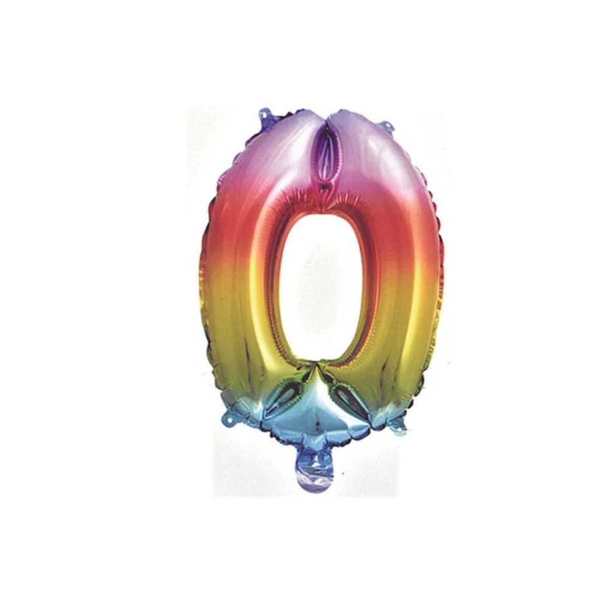 GENERICO - Globo Metalizado Numero "0" Multicolor 16 Pulgadas