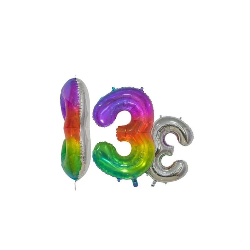 GENERICO - Globo Metalizado Numero "3" Multicolor 16 pulgadas