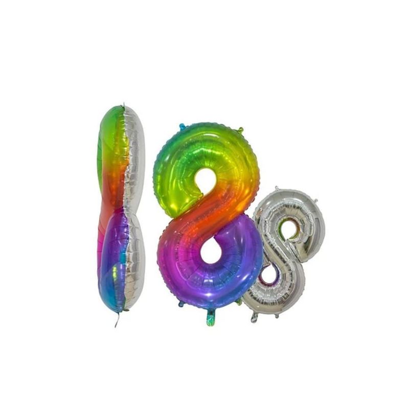 GENERICO - Globo Metalizado Numero "8" Multicolor 16 pulgadas