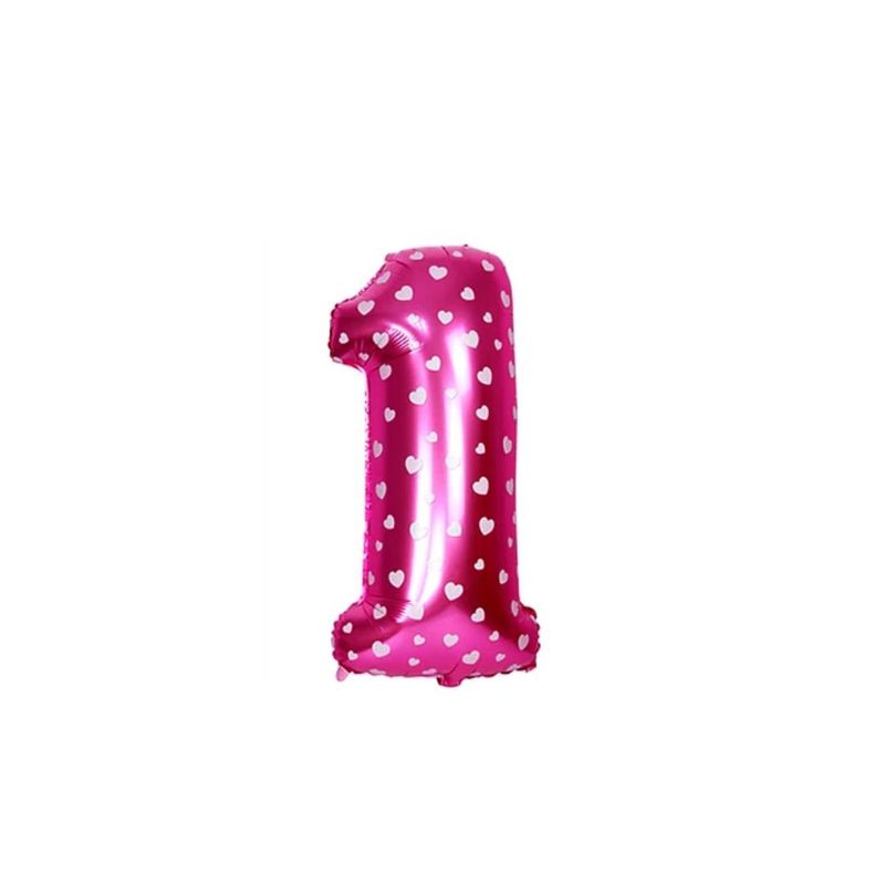 GENERICO - Globo Metalizado Numero "1" Rosa 16 pulgadas