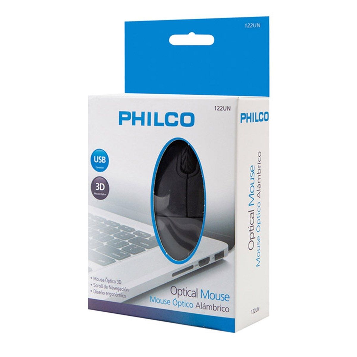 PHILCO - Mouse Óptico Philco Alámbrico Usb-122un Negro
