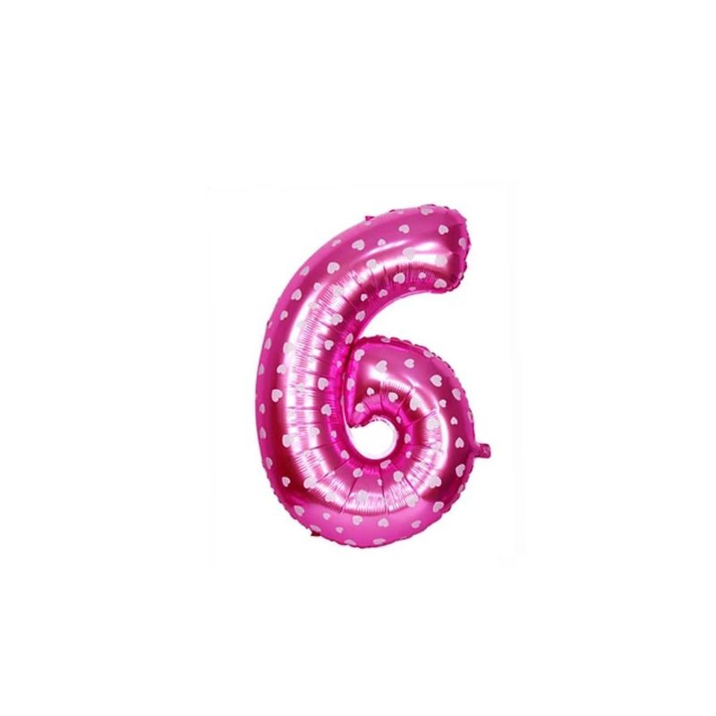 GENERICO - Globo Metalizado Numero "6" Rosa 16 pulgadas