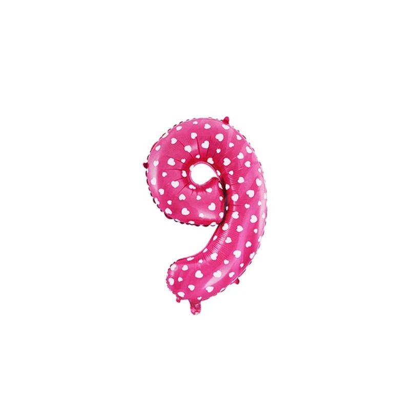 GENERICO - Globo Metalizado Numero "9" Rosa 16 pulgadas