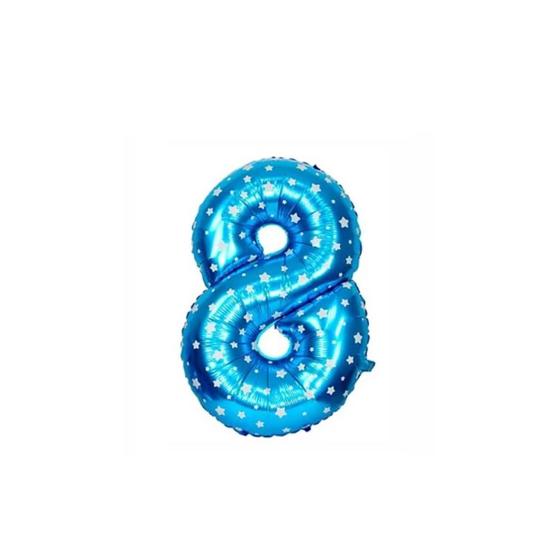 GENERICO - Globo Metalizado Numero "8" Azul 16 pulgadas
