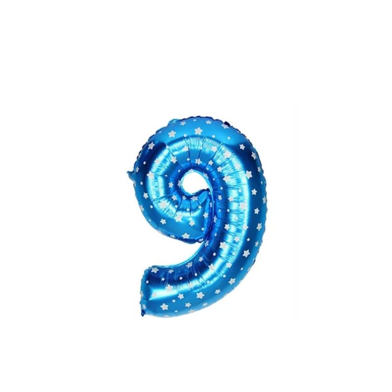 GENERICO - Globo Metalizado Numero "9" Azul 16 pulgadas