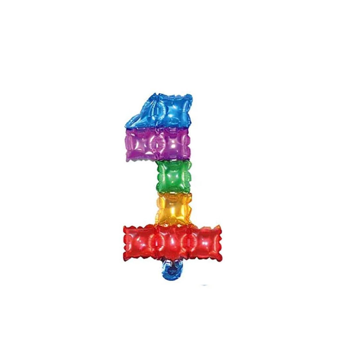 GENERICO - Globo Metalizado Numero "1" Cuadros De Colores 16 pulgadas