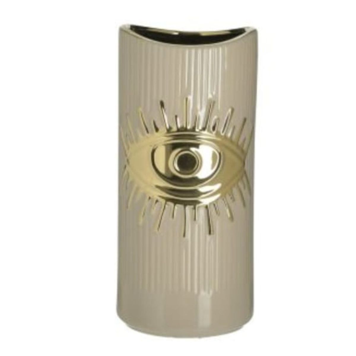 GENERICO - Florero De Cerámica Ojo Dorado - Color Beige