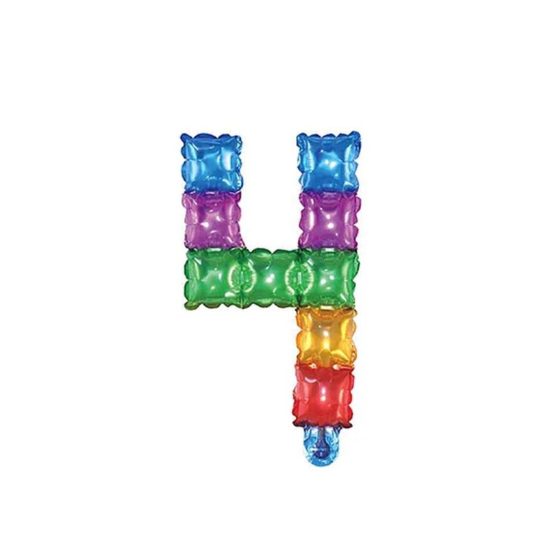 GENERICO - Globo Metalizado Numero "4" Cuadros De Colores 16 pulgadas