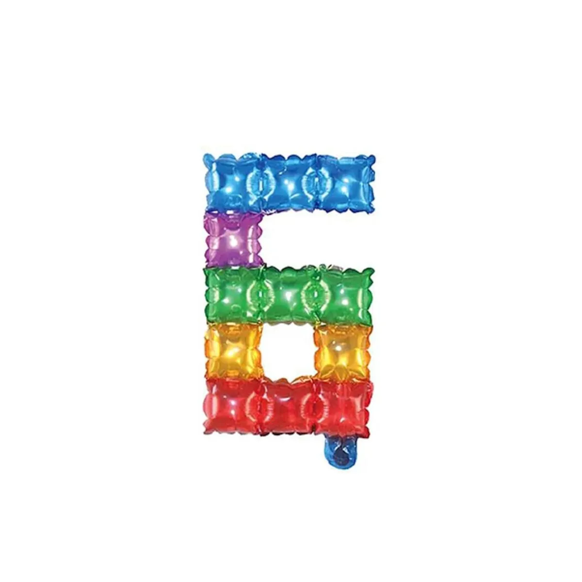 GENERICO - Globo Metalizado Numero "6" Cuadros De Colores 16 pulgadas