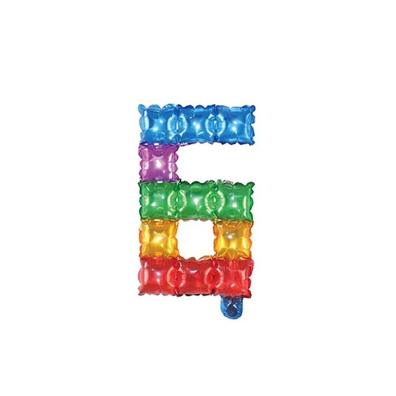 GENERICO - Globo Metalizado Numero "6" Cuadros De Colores 16 pulgadas