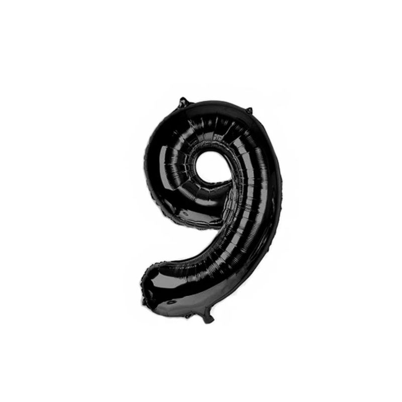 GENERICO - Globo Metalizado Numero "9" Negro 30 pulgadas