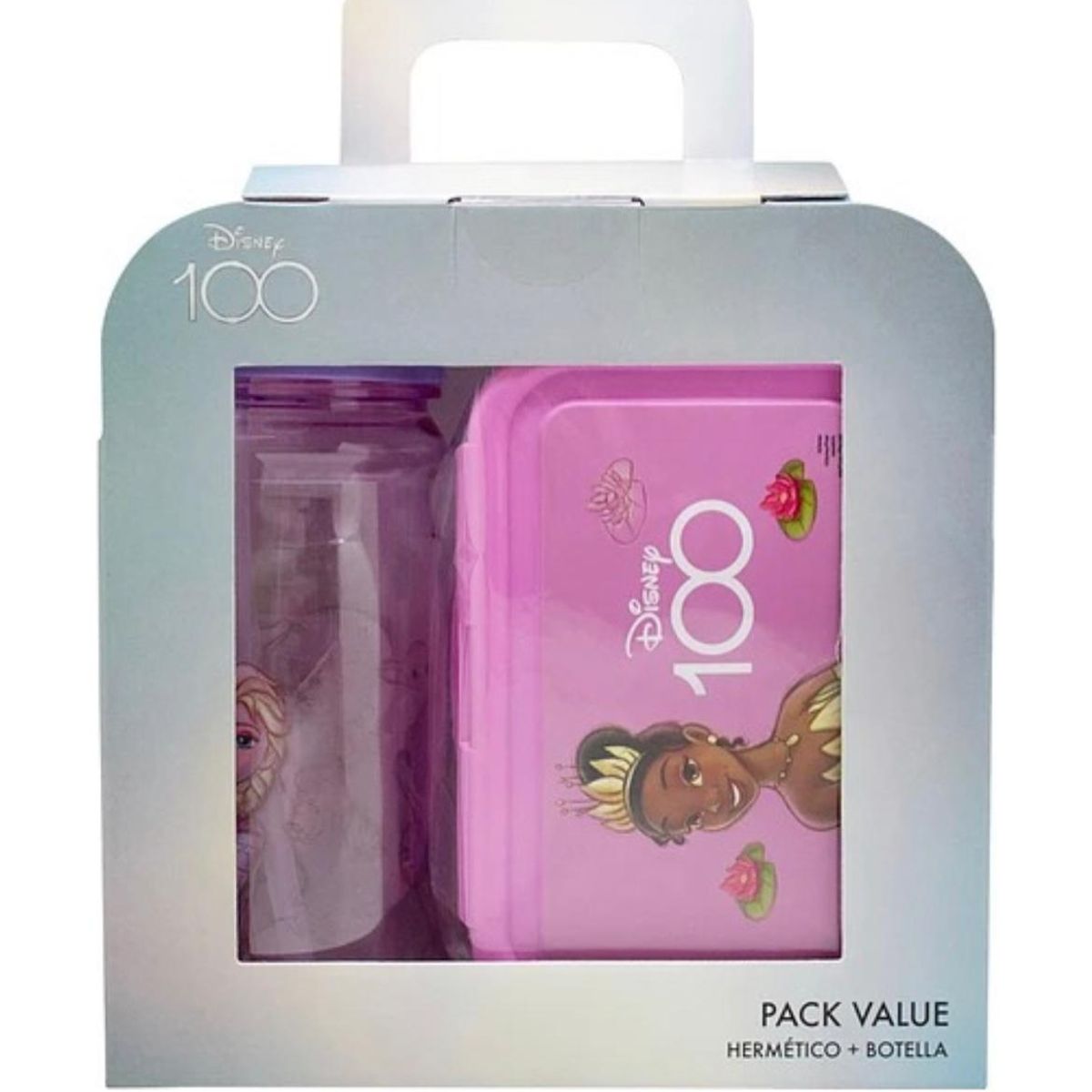 GENERICO - Set Escolar Botella + Hermético Disney 100 Años Para Niñas