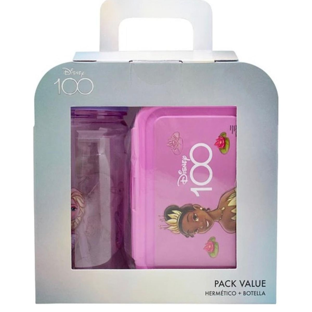 GENERICO - Set Escolar Botella + Hermético Disney 100 Años Para Niñas