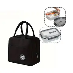 GENERICO - Lonchera Termica Negra Almuerzo Escolar Trabajo Lonch Bag