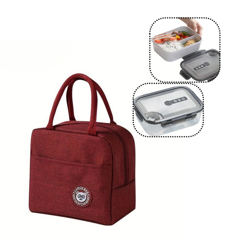 GENERICO - Lonchera Térmica Roja Almuerzo Escolar Trabajo Lonch Bag