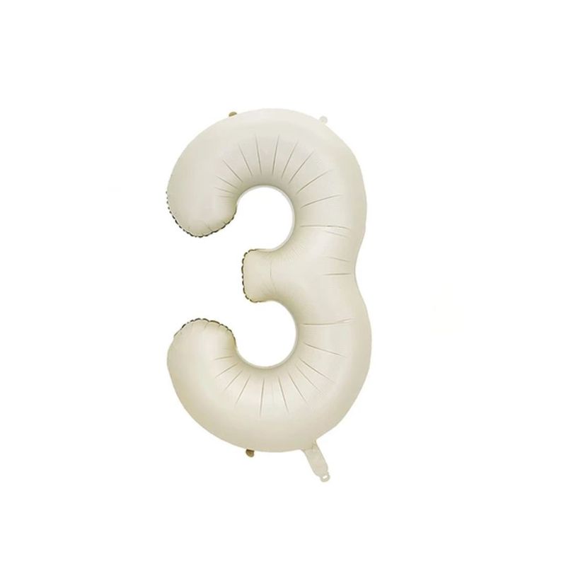 GENERICO - Globo Metalizado Numero "3" Beige 32 pulgadas