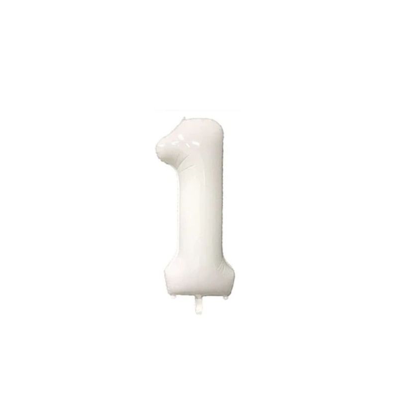 GENERICO - Globo Metalizado Numero "1" Blanco 34 pulgadas