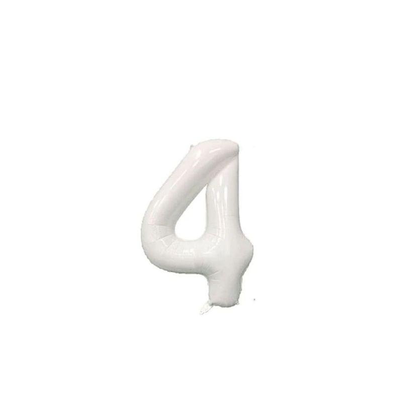 GENERICO - Globo Metalizado Numero "4" Blanco 34 pulgadas