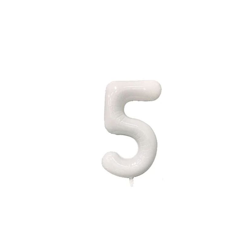 GENERICO - Globo Metalizado Numero "5" Blanco 34 pulgadas