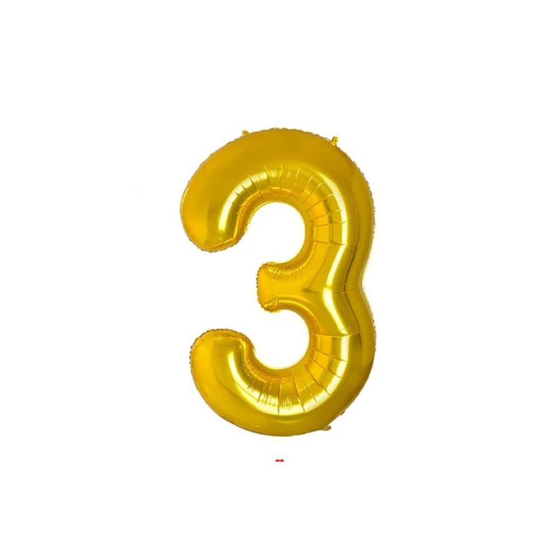 GENERICO - Globo Metalizado Numero "3" Dorado 40 pulgadas