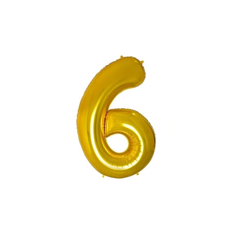 GENERICO - Globo Metalizado Numero "6" Dorado 40 pulgadas