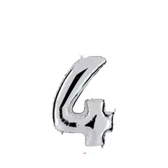 GENERICO - Globo Metalizado Numero "4" Plateado 40 Pulgadas