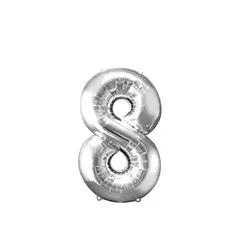GENERICO - Globo Metalizado Numero "8" Plateado 40 pulgadas
