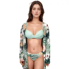 GENERAC - Traje de Baño dos piezas Bikini Flores con Tunica Verde