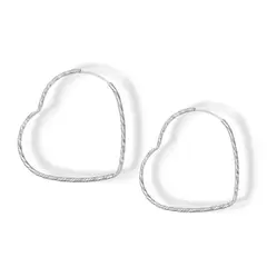 GENERICO - Aros de Plata Argolla Corazón Facetado 45 mm