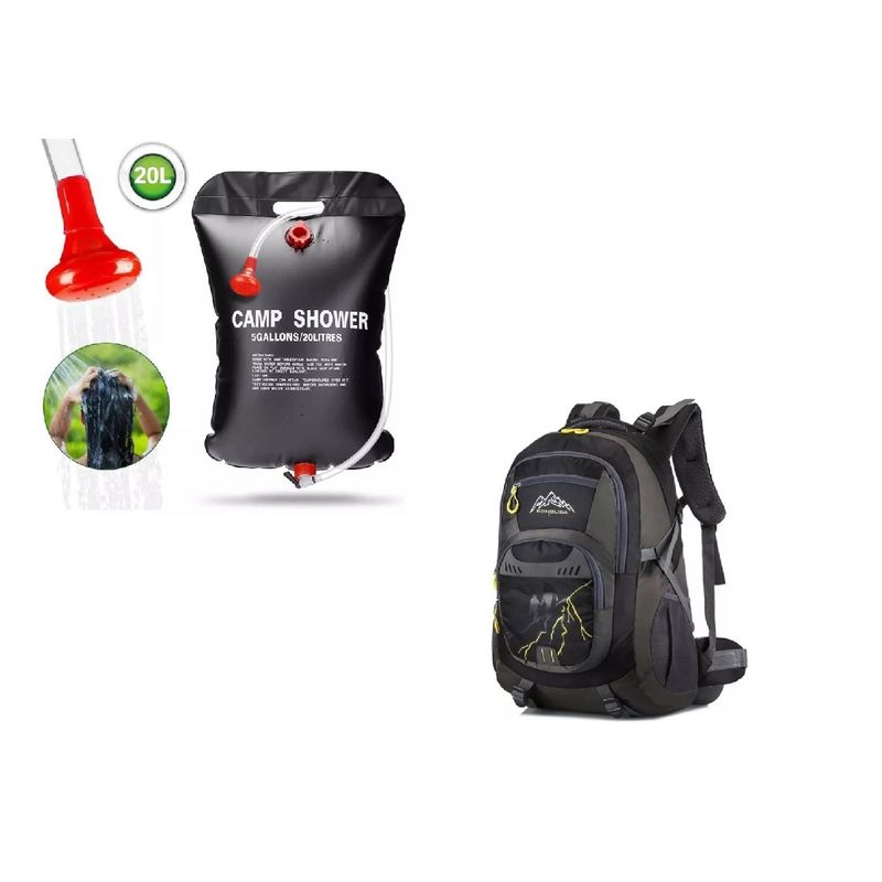 GENERICO - Ducha Solar Portatil 20 Litros  Y MOCHILA CAMPING 50 LITROS