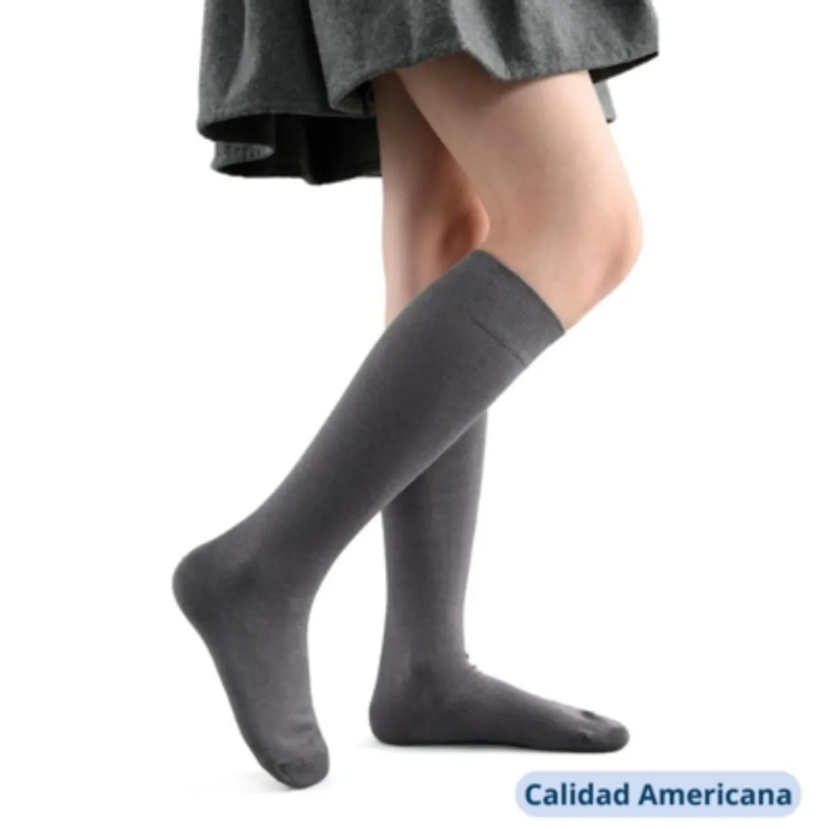 UTILISIMO - Pack 5 Calcetines Escolar Largo Gris Algodón OMAS