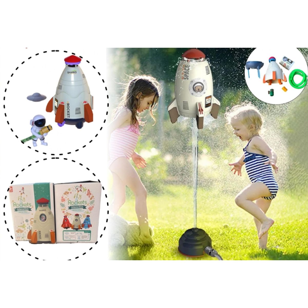 GENERICO - Aspersor De Cohete Espacial Para Jardín Blanco