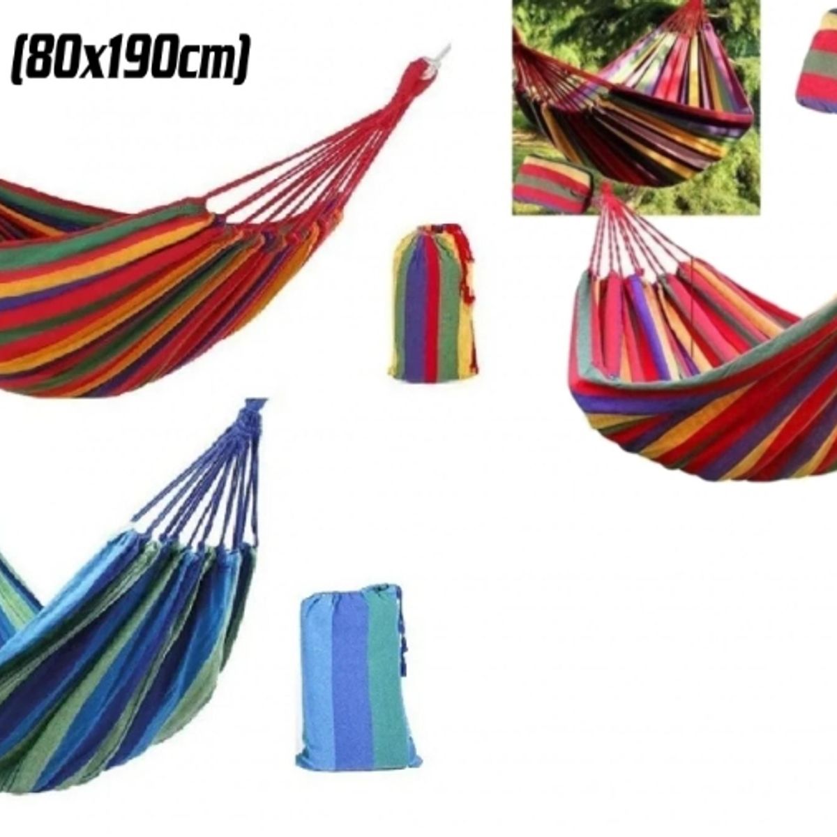 GENERICO - Hamaca 100% Algodón 1 Plaza Colgante (80x190cm) Rojo