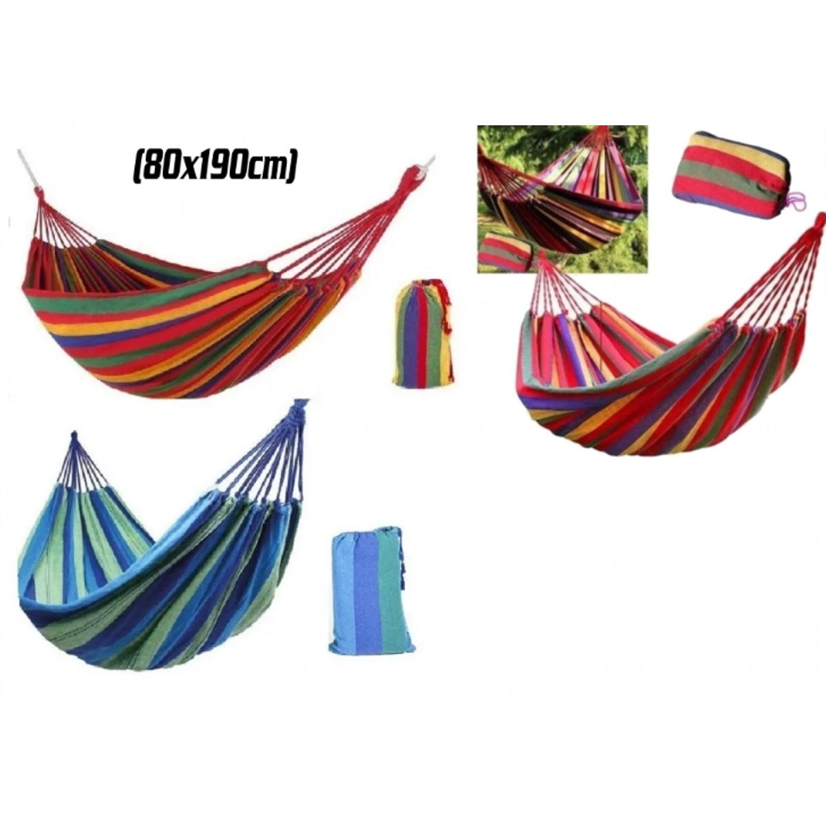 GENERICO - Hamaca 100% Algodón 1 Plaza Colgante (80x190cm) Rojo