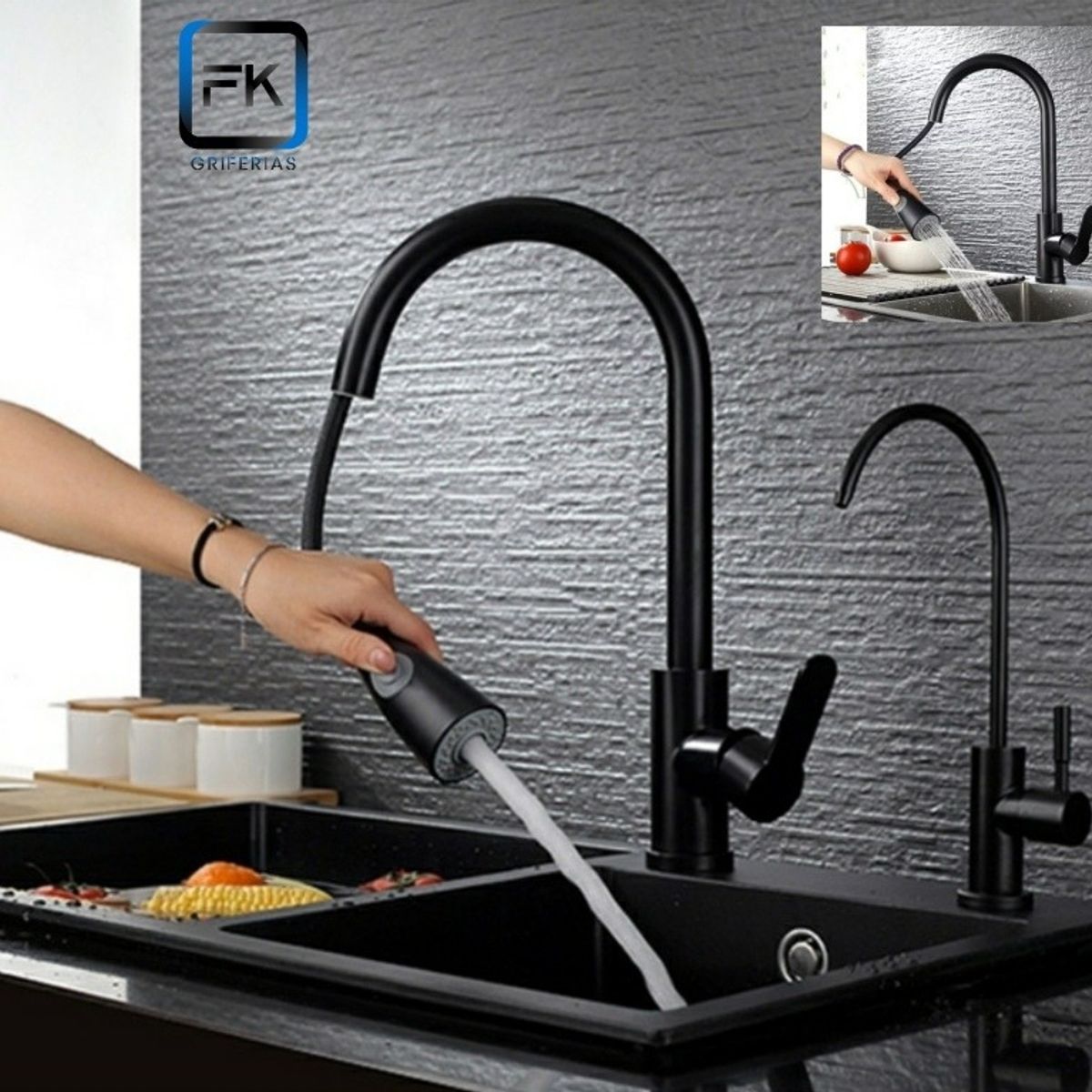 GENERICO - Llave Monomando Lavaplatos Extraíble Plateado Flexible