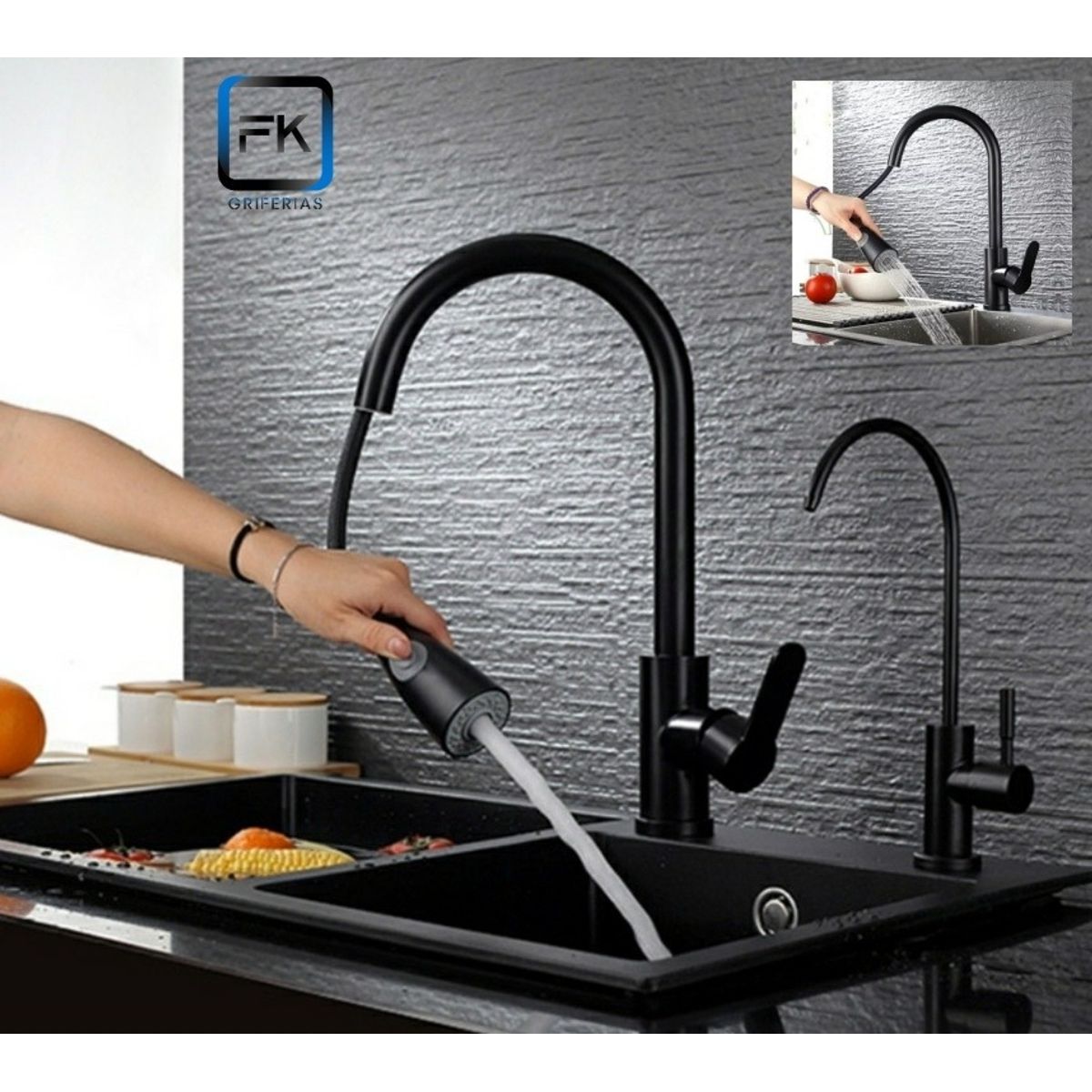 GENERICO - Llave Monomando Lavaplatos Extraíble Plateado Flexible