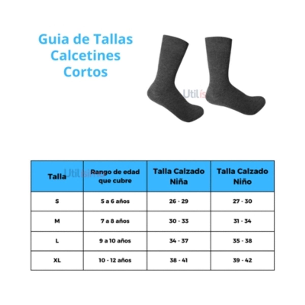 UTILISIMO - Pack 5 Calcetines Escolar Corto Azul Bambú OMAS