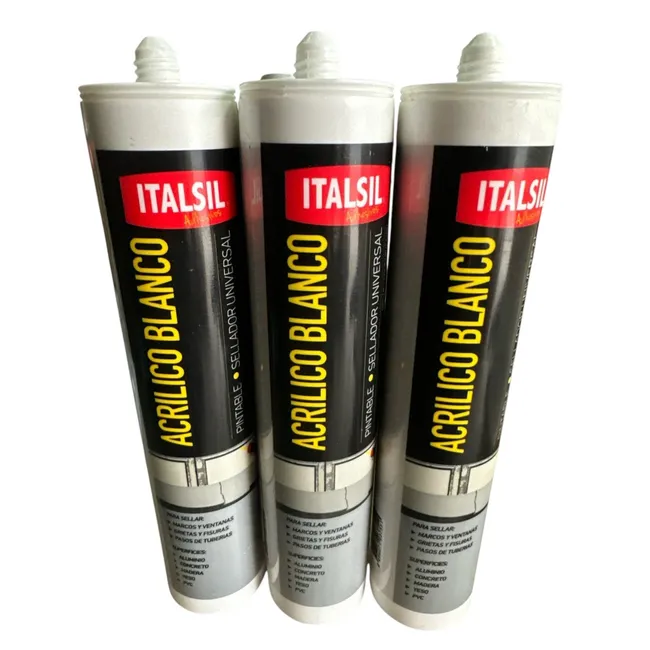 GENERICO - 3x Silicona Tubo Acrilica Blanca Italsil Pintable Mojostore