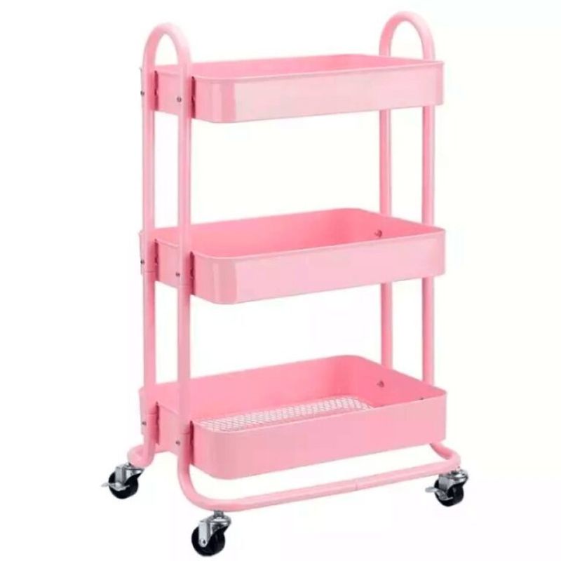 GENERICO - Carrito De Almacenamiento De 3 Niveles rosado