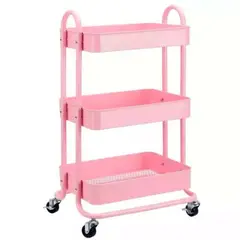 GENERICO - Carrito De Almacenamiento De 3 Niveles rosado