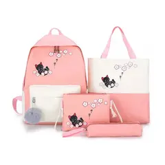 GENERICO - Set Mochila 4 Piezas Con Diseño De Gaticos, 2 Colores
