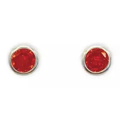 GENERICO - Aros Punto De Luz Color Rojo Plata Fina 925 Mas Caja
