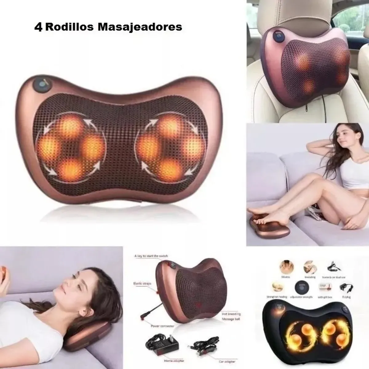 GENERICO - Masajeador Eléctrico Almohada Cojín Lumbar Cuello Piernas