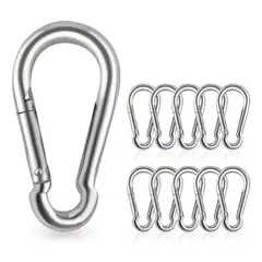 KUANGYE - Mosquetón Bombero Multiuso Acero 8x80mm Resistente Pack X10