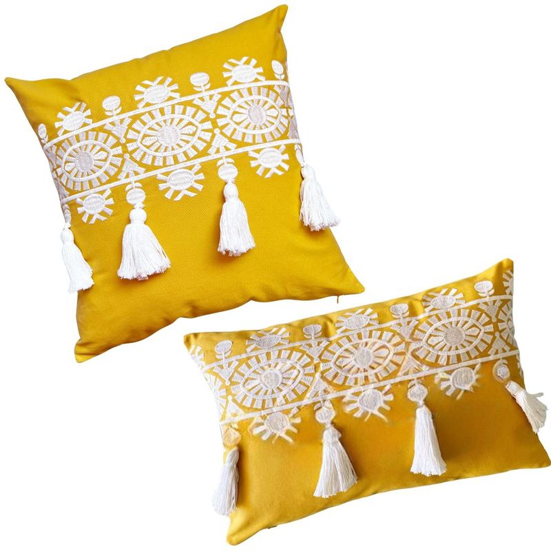 MANDIRHOME - COMBO FUNDAS PRIMAVERA CHIC MOSTAZA X2