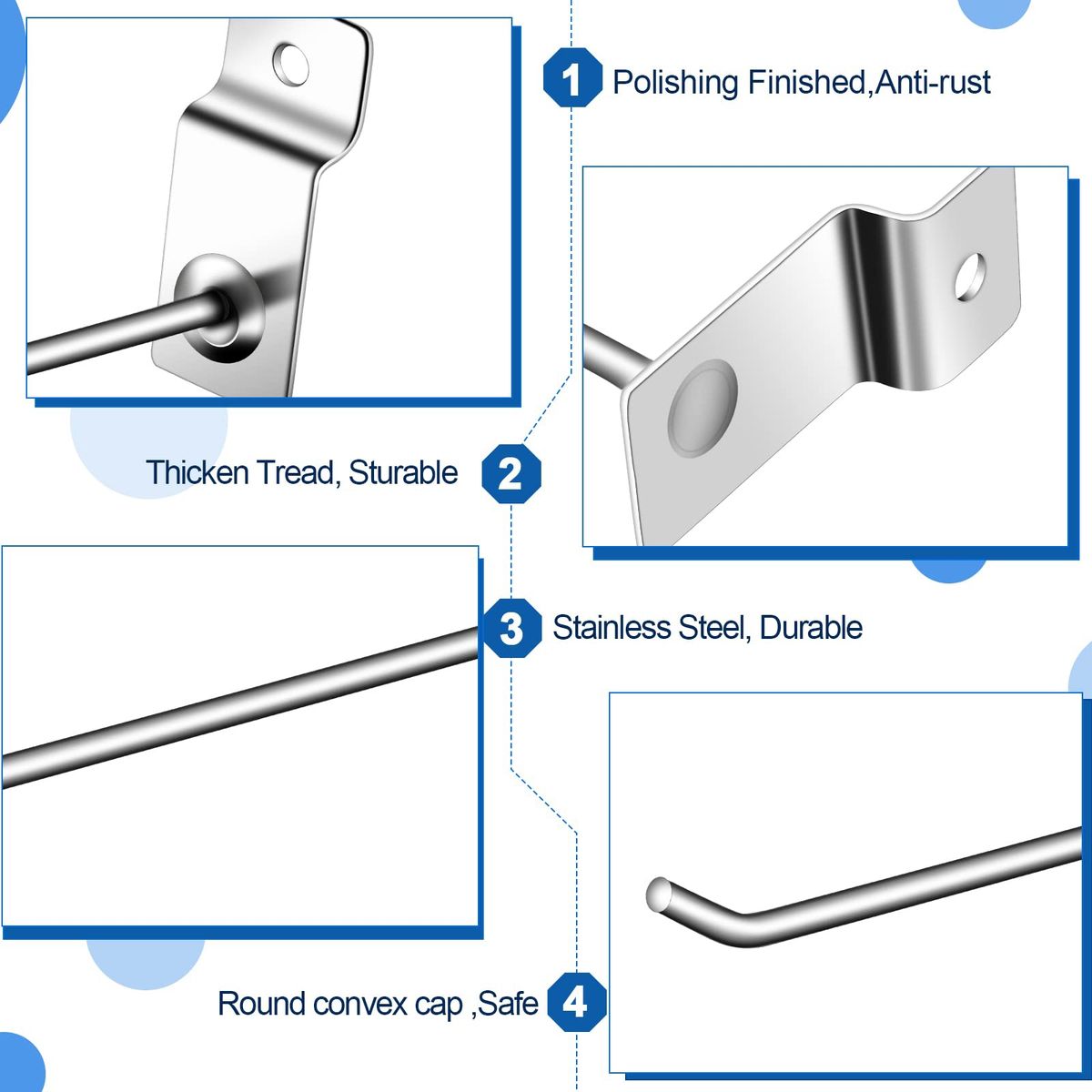 EVERSO - Pack 120 Ganchos Gancheras Panel Ranurado 15 Cm Colgador