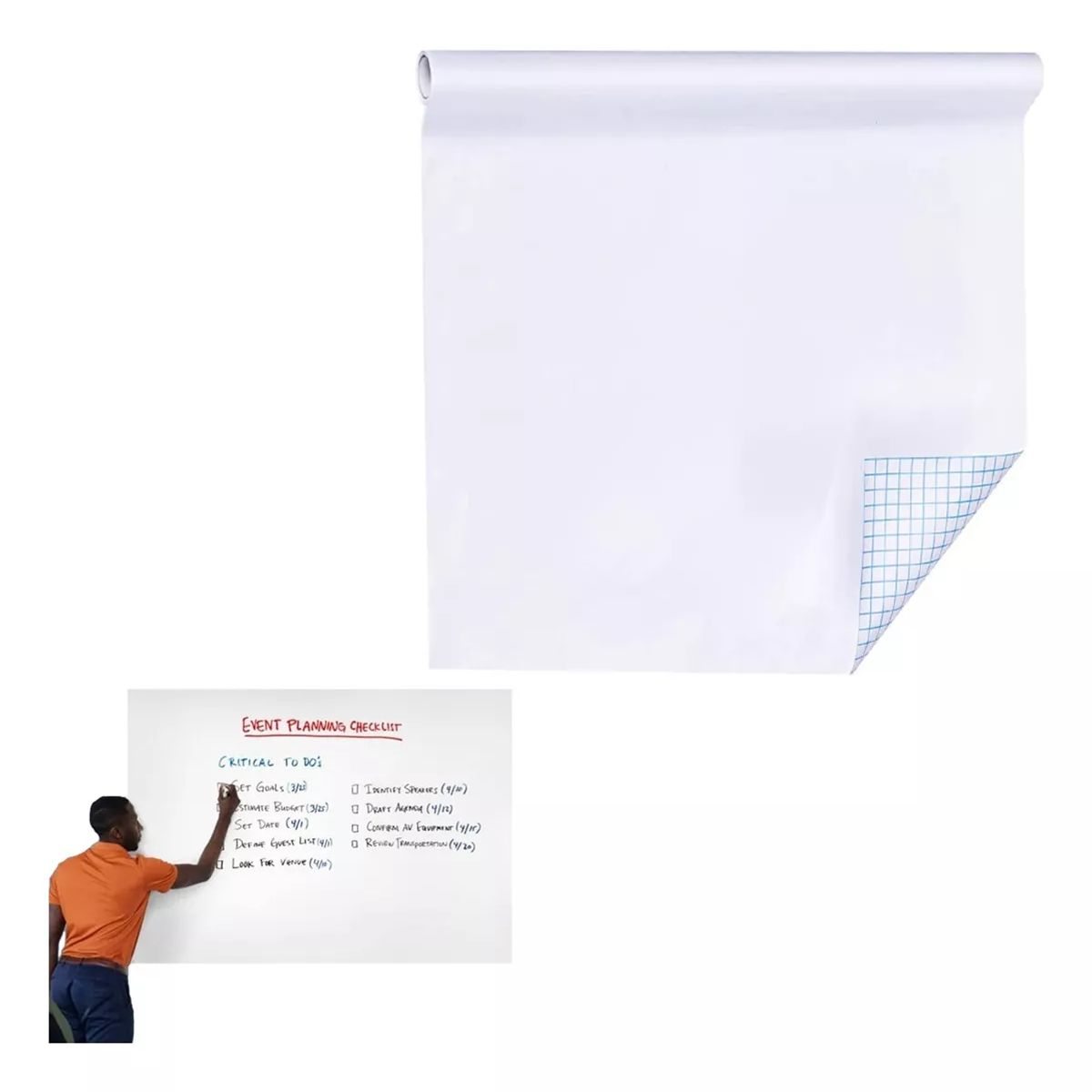 EDWINAYY - Papel Pizarra Adhesiva + 1 Plumones Pizarra Blanco Flexible