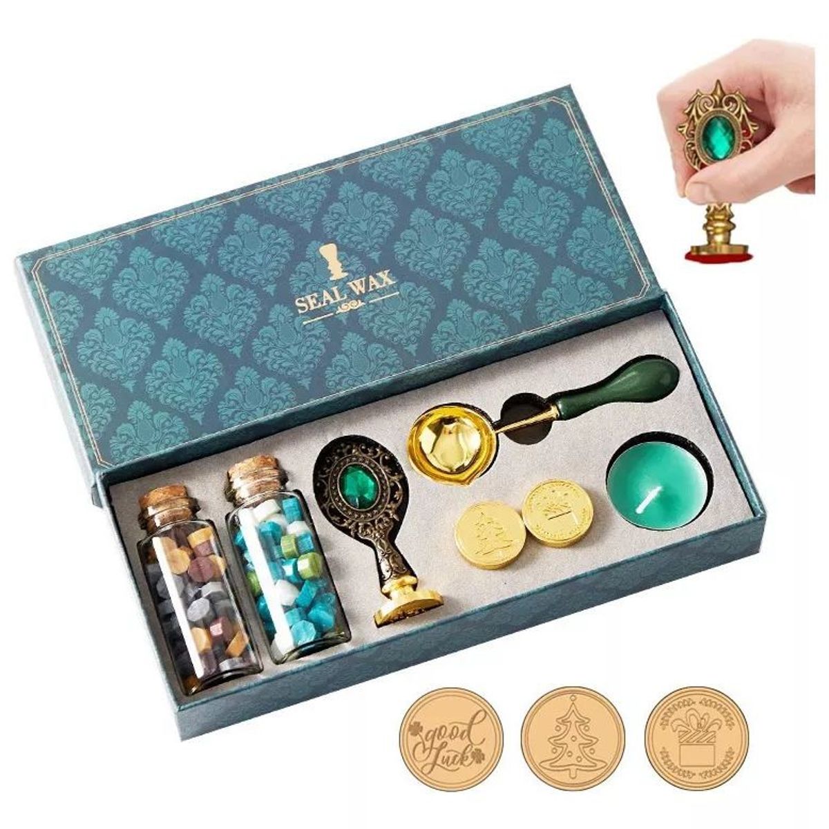 KUANGYE - Kit Sello Para Lacre Cera Decoración Timbre Regalo Vintage