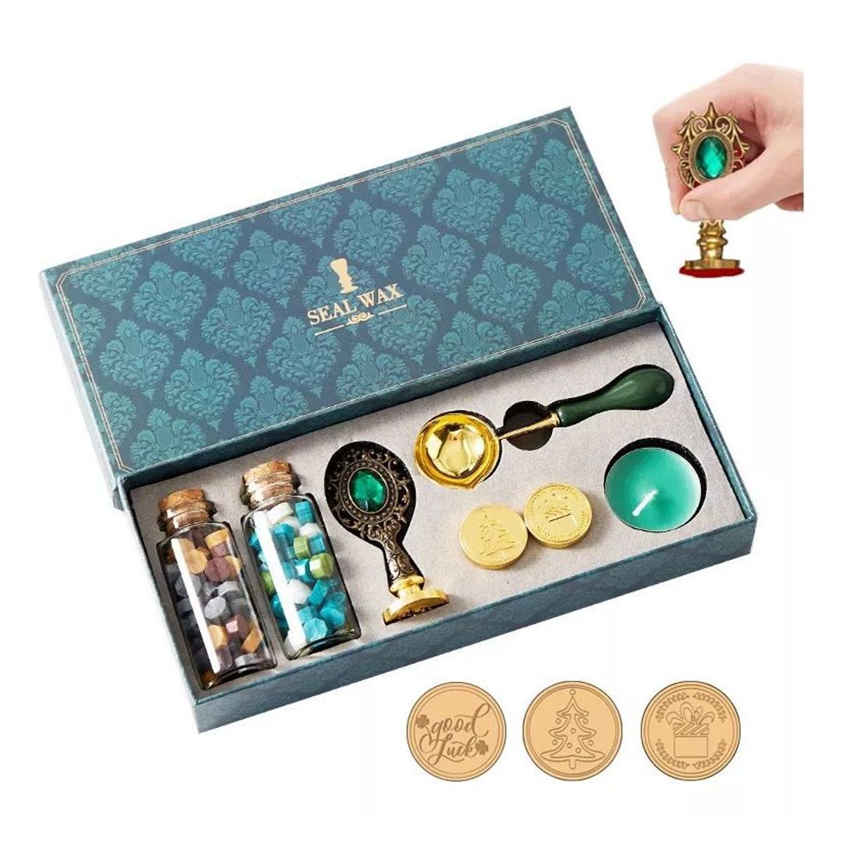 KUANGYE - Kit Sello Para Lacre Cera Decoración Timbre Regalo Vintage